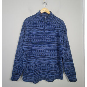 Peter Millar Mens M 1/4 Zip All Day Microfleece Pullover Fair Isle Blue